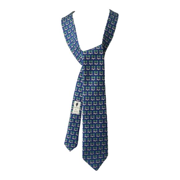 Men’s Tie Vineyard Vines Christmas Print Tropical Lounging Santa Blue 3.5 X 58.5 - Picture 1 of 7